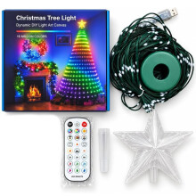Intelligente Weihnachtsbaumbeleuchtung, Steuerbar Per Smartphone-App, 400 Adressierbare LEDs, USB-Lichterkette, DIY-Farben, 1,5 M