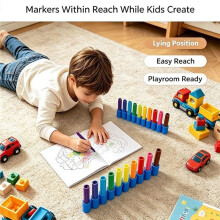 Lot de 5 Supports de Rangement en Silicone à 50 Emplacements pour Marqueurs, avec Clip de Rangement pour Marqueurs Artistiques et Stylos à Dessin