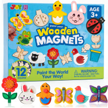 JOYIN 12PCS Wooden Painting Kit,Arts and Crafts for Kids Age 3+ Years Old, Fridge Magnets Craft Kits for Boys Girls,Creative Gifts for Birthday,Easte