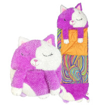 Happy Nappers Kids Sleeping Bag - White Cat Large Size - Suitable for Children Aged 7 Years and Over - Plush Toy, Comfy Sleeping Bag & Fluffy Pillow