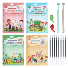 ASIGN Magic Ink Copybooks for Kids Reusable Handwriting Workbooks for Preschools Grooves Template Design and Handwriting Aid (4)