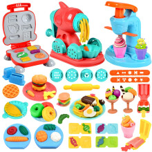 Crelloci 3 in 1 Play Color Dough Kitchen Creations Set, Ice Cream Noodle Hamburger Maker Machine, Art Crafts Food Toys Modelling Clay Set, Deluxe Dou