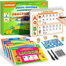 Magic Grooved Handwriting Practice Books for Kids Aged 3–8, Reusable Tracing Copybook Set with Magic Pen, Early Development Learning Toys, Alphabet