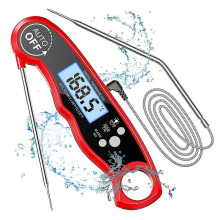 Kuchynský teplomer Dww (čierny), digitálny teplomer do rúry s rýchlym a presným odčítaním, 102 cm drôtová sonda, LCD displej, kalib