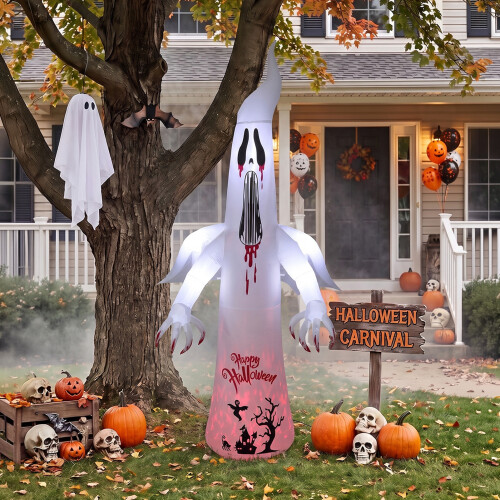 Living And Home 10.2FT Halloween Inflatable Scream Ghost Decoration with Built-in Lights 1