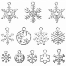 Alloy Snowflake Charms for DIY Christmas Favors 60Pcs Silver Jewelry Making
