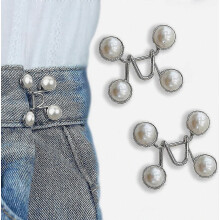 2 Pcs Skirts Waist Tighteners, Adjustable Waist Buckle Extenders, Perfect Fit Instant Jeans Buttons, Detachable Jeans Button Pins