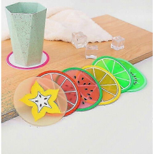 1 Set Cup Coaster Fruit Pattern High Temperature Resistance PVC Table Coffee Heat-insulated Tea Coas 1