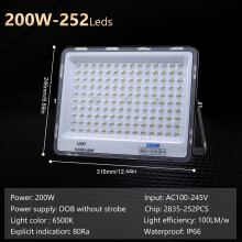 Reflector LED de exterior 200 W, 6500 K, IP66, proyector de luz de enfoque para uso al aire libre