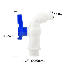 S60 IBC-Tankhahn-Winkelstück aus Kunststoff, 60 mm Grobgewinde, 1/2 bis 3/4 Zoll Wasserkupplung für Gartenschlauch