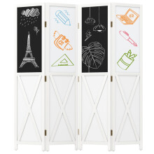4-Panel Room Divider 2 Blackboards 2 Whiteboards