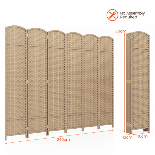 Costway 6-Panel Room Divider 5.6 FT Tall Folding Privacy Screen 2