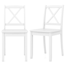 Wood Dining Chair Set 2 Rubber Wood Legs