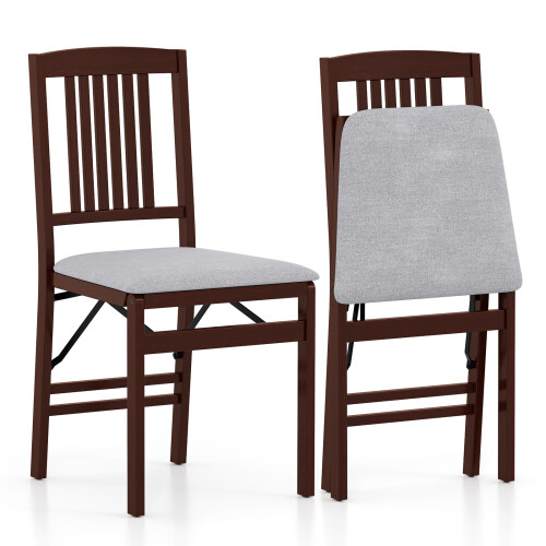 Costway Folding Dining Chairs Set 2 Foldable Upholstered Kitchen Chairs