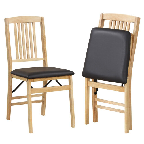Costway Folding Dining Chairs Set 2 Foldable Upholstered Kitchen Chairs 1