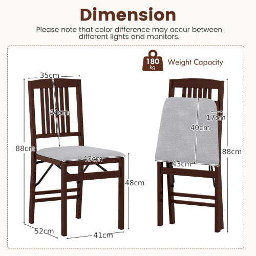 Costway Folding Dining Chairs Set 2 Foldable Upholstered Kitchen Chairs 2