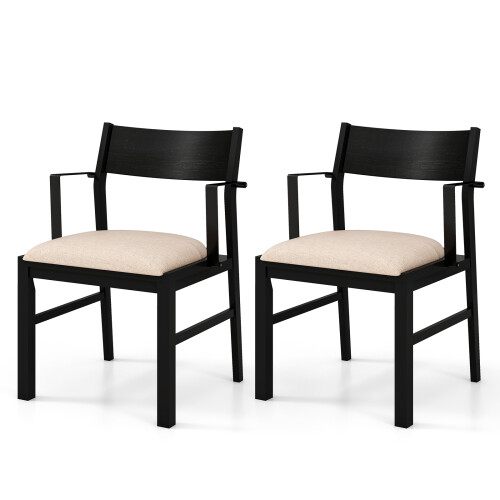 Costway Dining Chair Arms Set 2 Modern Kitchen Chairs Contoured Backrest