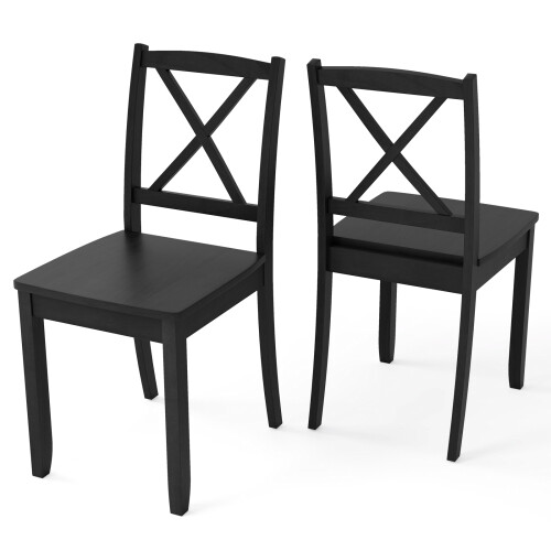 Costway Wood Dining Chair Set 2 Rubber Wood Legs 1