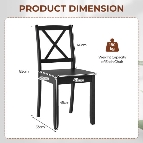 Costway Wood Dining Chair Set 2 Rubber Wood Legs 2