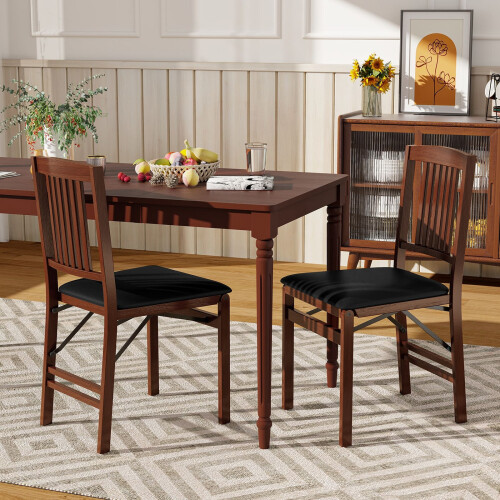 Costway Folding Dining Chairs Set 2 Foldable Upholstered Kitchen Chairs 2