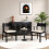 Costway Dining Chair Arms Set 2 Modern Kitchen Chairs Contoured Backrest 5