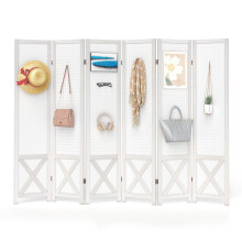 6 Panel 246 x 170 cm Folding Room Divider Pegboard Display