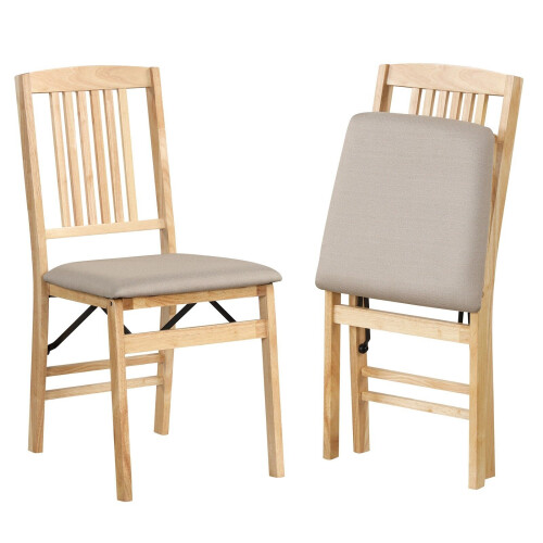 Costway Folding Dining Chairs Set 2 Foldable Upholstered Kitchen Chairs