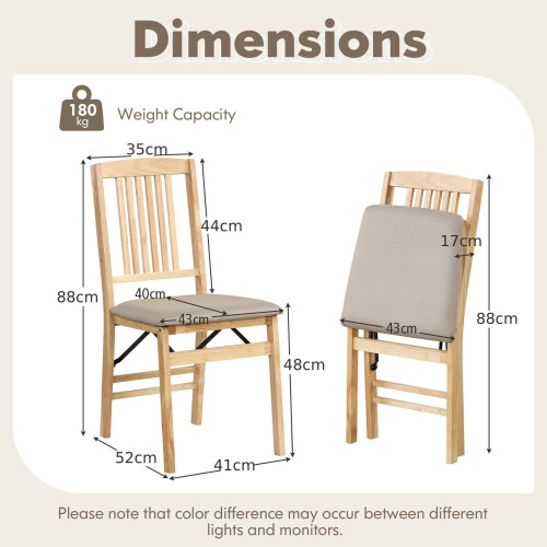 Costway Folding Dining Chairs Set 2 Foldable Upholstered Kitchen Chairs 2