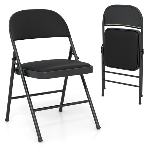 Costway 1 Pack Folding Chairs Padded Party Chairs Metal Frame 1