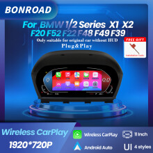 BONROAD Panel de instrumentos digital 12.3 pulgadas 1920x720 con CarPlay y Android Auto para BMW Serie 1/2 X1 X2