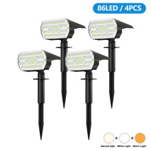 Zonnelamp buitenlamp 86 LED, set van 4 stuks, waterdicht IP65, 3 kleurmodi, zonne-energie voor tuin en oprit