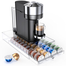 40 kappaleen kahvikapselien säilytyslaatikko, läpinäkyvä akryylinen vetolaatikko Nespresso Vertuo -kapseleille, keittiöön