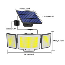 Foco solar exterior de pared 456 LED con sensor de movimiento PIR, IP65, 3 modos y mando a distancia, color frío, 1 unidad