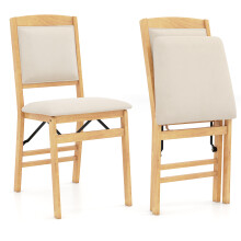 2 Pack Folding Dining Chairs Foldable Chairs PVC Padded Seat