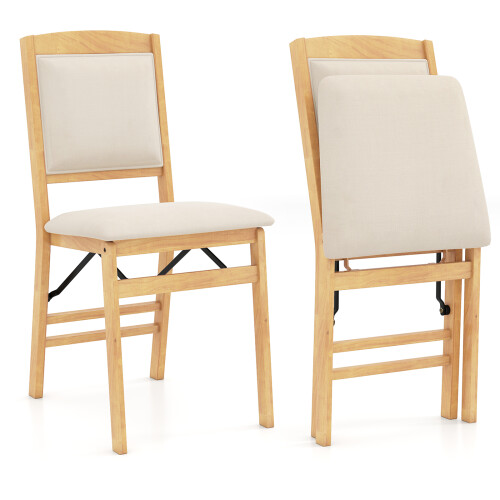 Costway 2 Pack Folding Dining Chairs Foldable Chairs PVC Padded Seat