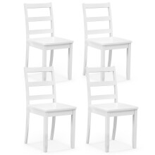 Dining Chairs Set 4 Ladder Back Side Chairs Rubber Wood Legs