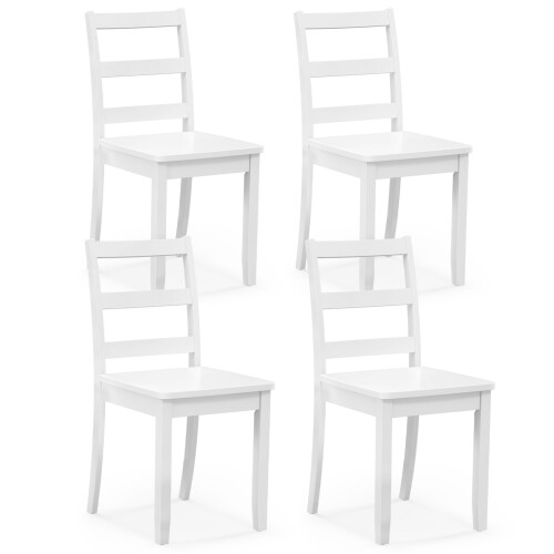 Costway Dining Chairs Set 4 Ladder Back Side Chairs Rubber Wood Legs