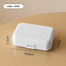 Draagbare pillendoos met 7 vakken, wit, maat L, 10,8 x 7,8 x 3,5 cm, dubbel verzegeld en vergrendelbaar, weekorganizer