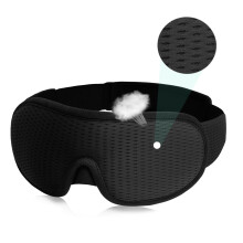 3D-Schlafmaske in Schwarz, weich gepolstert, lichtblockierend, verstellbar für Reisen