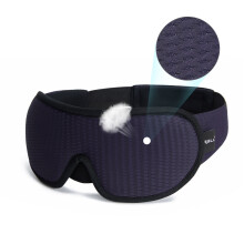 3D-Schlafmaske aus weichem, gepolstertem Stoff, marineblau, lichtblockierend mit Klettverschluss
