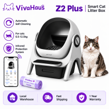 Z2 Puls Smart zelfreinigende kattenbak, app-bediening, inhoud 9 liter, antimorsontwerp, beveiligingssysteem