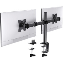 HUANUO Dual Monitor Stand for 13-30 Inch Screens, Adjustable Dual Monitor Arm with Tilt Swivel Rotate,10KG per Arm, Double Gaming Computer Monito Sce