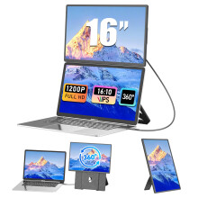siaviala 16" Laptop Screen Extender - 1200P FHD IPS 16:10 Portable Monitor Fits 13-17.3”, Ultra-Thin Laptop Monitor Extender for Mac/Windows/Chrome,