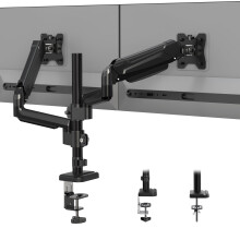 BONTEC Dual Monitor Desk Mount for 13-32 Inch Screens, Adjustable Gas Spring Arm Stand, Tilt, Swivel, Rotation, VESA 75/100mm, Cable Management, 9kg