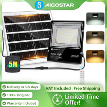 Aigostar Foco Solar 16000 mAh, 2000 lúmenes, 3 colores ajustables, IP66, cable de 5 m, para jardín y patio
