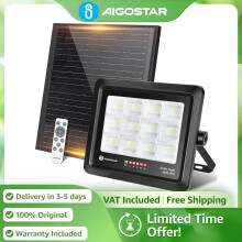 Aigostar Proyector Solar con Mando, Blanco, 81-100 W, Luz Fría 6500K IP65 para Jardín y Garaje
