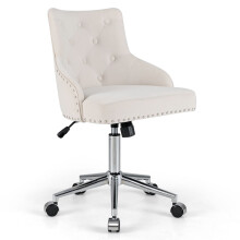 Upholstered Home Office Chair 360 Swivel Reception Chair Wheels