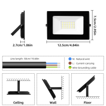 Reflector LED exterior 20W 6500K IP66 de aluminio fundido y vidrio templado, negro