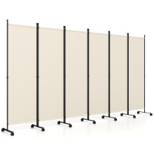 Room Divider 6 Panel Folding Privacy Screen Lockable Wheels