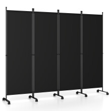4 Panel Room Divider 173 CM Tall Folding Privacy Screen Wheels